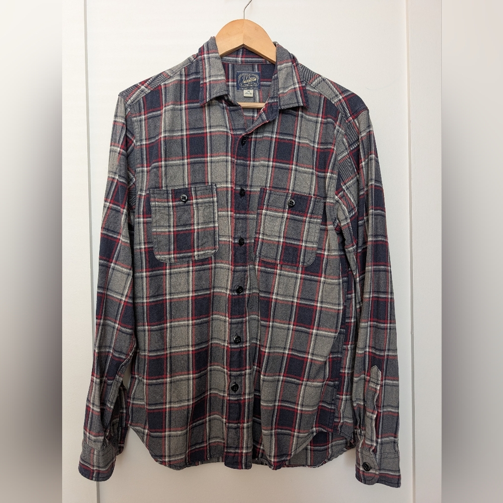 J.Crew Cotton Workshirt, Plaid (Grey, Red)